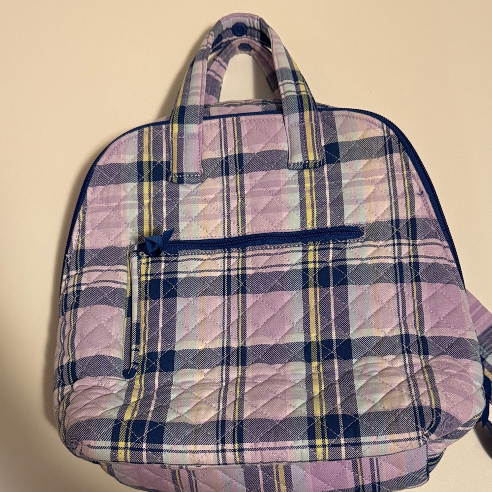 Vera Bradley Cotton Mini Totepack Backpack in  Amethyst Plaid I1
